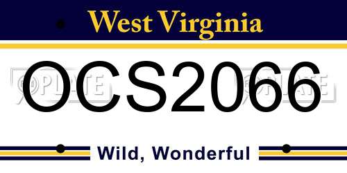 OCS2066 West Virginia License Plate