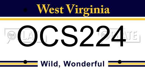 OCS224 West Virginia License Plate