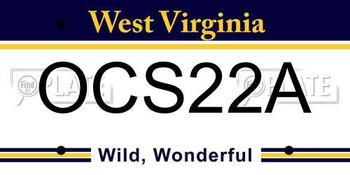 OCS22A West Virginia License Plate