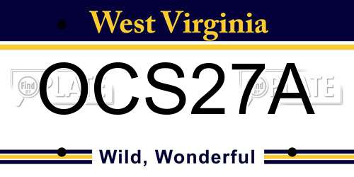 OCS27A West Virginia License Plate
