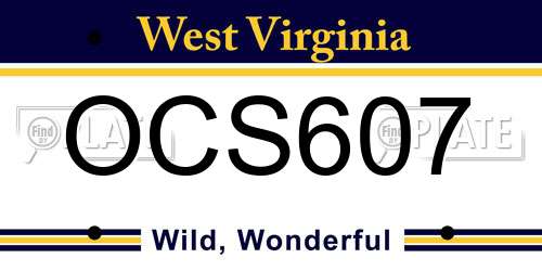 OCS607 West Virginia License Plate