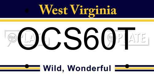 OCS60T West Virginia License Plate