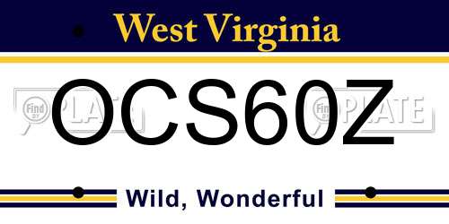 OCS60Z West Virginia License Plate