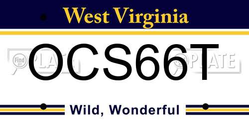 OCS66T West Virginia License Plate