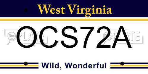 OCS72A West Virginia License Plate