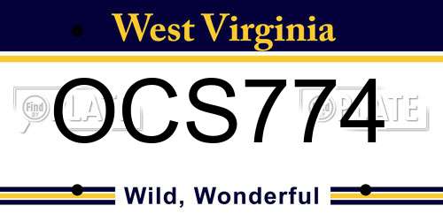 OCS774 West Virginia License Plate