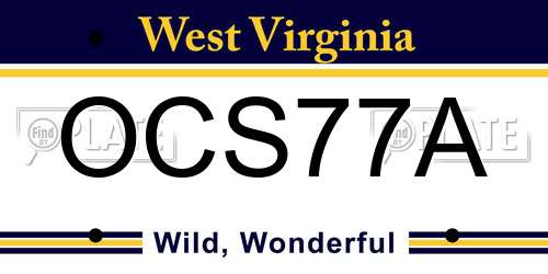 OCS77A West Virginia License Plate