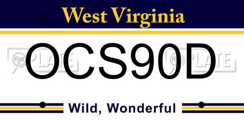 OCS90D West Virginia License Plate