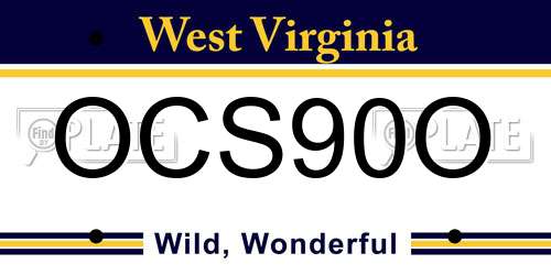 OCS90O West Virginia License Plate