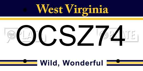 OCSZ74 West Virginia License Plate