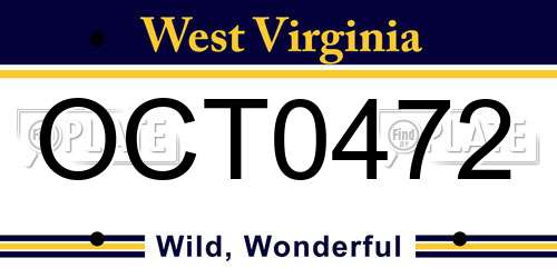 OCT0472 West Virginia License Plate