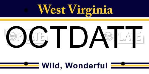 OCTDATT West Virginia License Plate