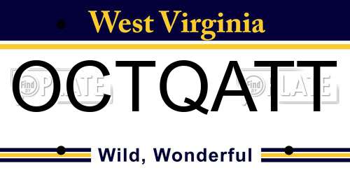 OCTQATT West Virginia License Plate