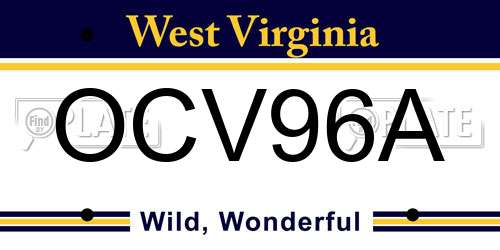 OCV96A West Virginia License Plate