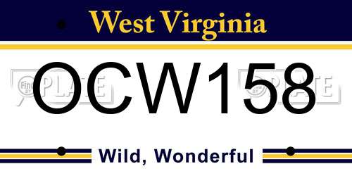 OCW158 West Virginia License Plate