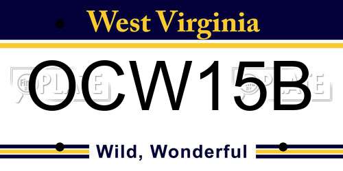 OCW15B West Virginia License Plate