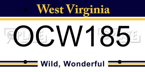 OCW185 West Virginia License Plate
