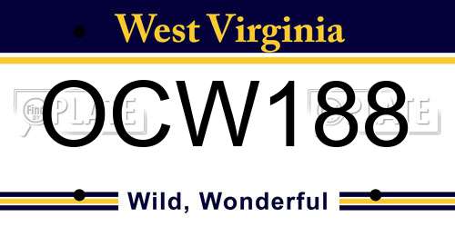 OCW188 West Virginia License Plate