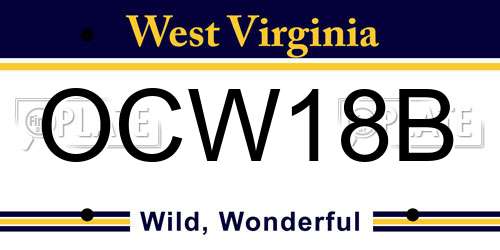 OCW18B West Virginia License Plate