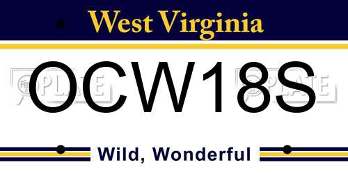 OCW18S West Virginia License Plate