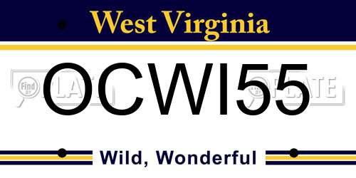OCWI55 West Virginia License Plate