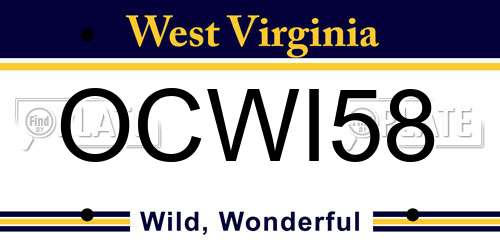 OCWI58 West Virginia License Plate