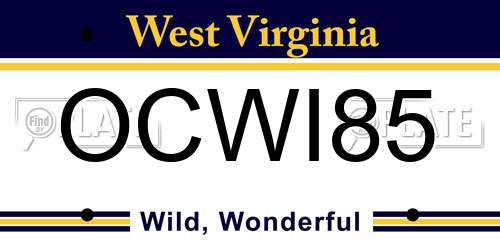 OCWI85 West Virginia License Plate