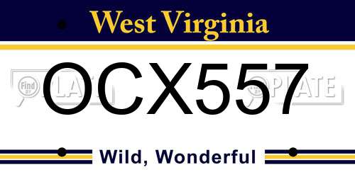 OCX557 West Virginia License Plate