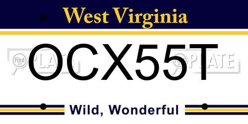 OCX55T West Virginia License Plate