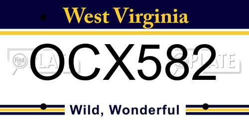 OCX582 West Virginia License Plate