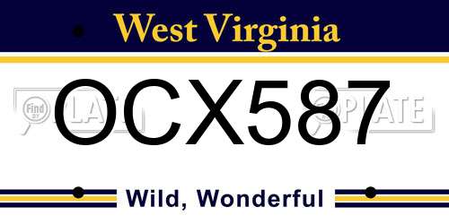OCX587 West Virginia License Plate