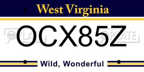 OCX85Z West Virginia License Plate