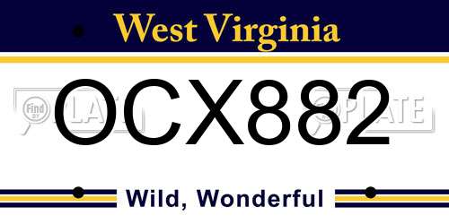 OCX882 West Virginia License Plate