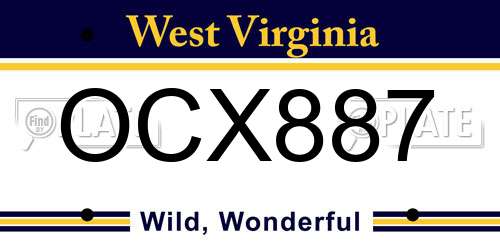 OCX887 West Virginia License Plate