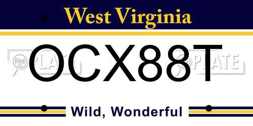 OCX88T West Virginia License Plate