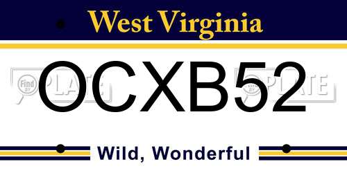 OCXB52 West Virginia License Plate