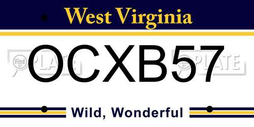 OCXB57 West Virginia License Plate