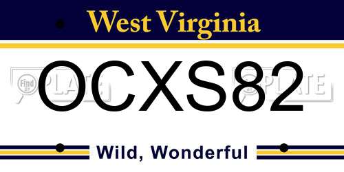 OCXS82 West Virginia License Plate