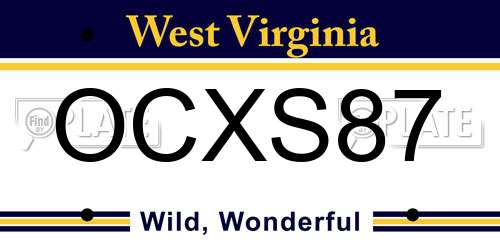 OCXS87 West Virginia License Plate