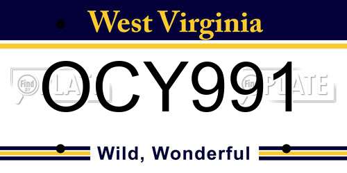 OCY991 West Virginia License Plate