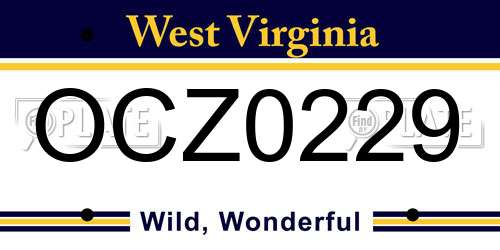 OCZ0229 West Virginia License Plate