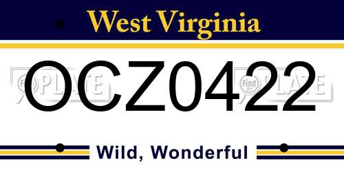 OCZ0422 West Virginia License Plate