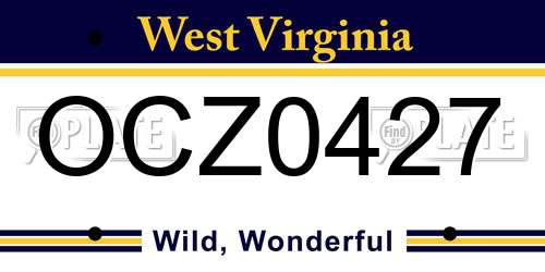 OCZ0427 West Virginia License Plate