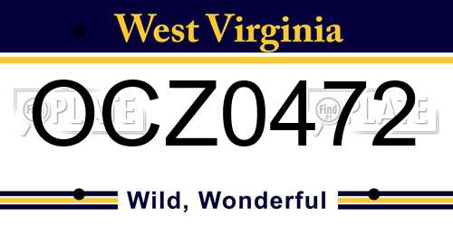 OCZ0472 West Virginia License Plate