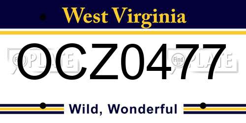 OCZ0477 West Virginia License Plate