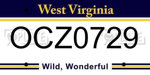 OCZ0729 West Virginia License Plate