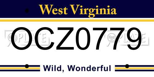 OCZ0779 West Virginia License Plate