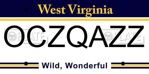 OCZQAZZ West Virginia License Plate