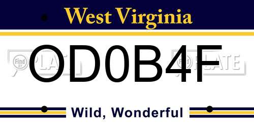 OD0B4F West Virginia License Plate