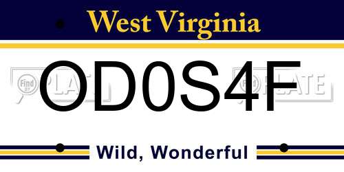 OD0S4F West Virginia License Plate